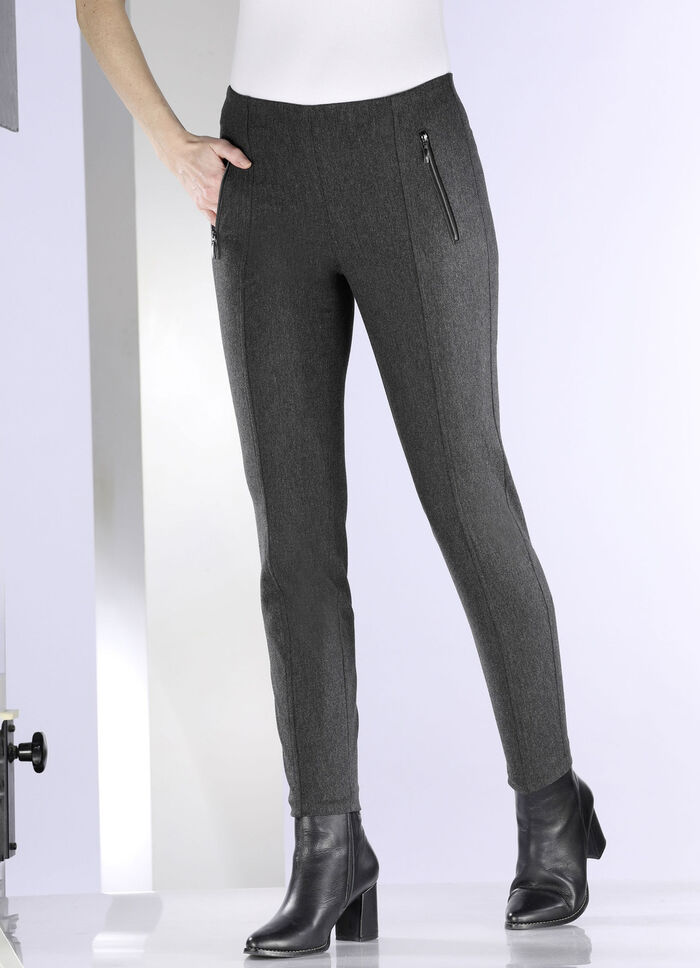 Broek met zakken met ritssluiting ANTRACIET GEM&Ecirc;LEERD