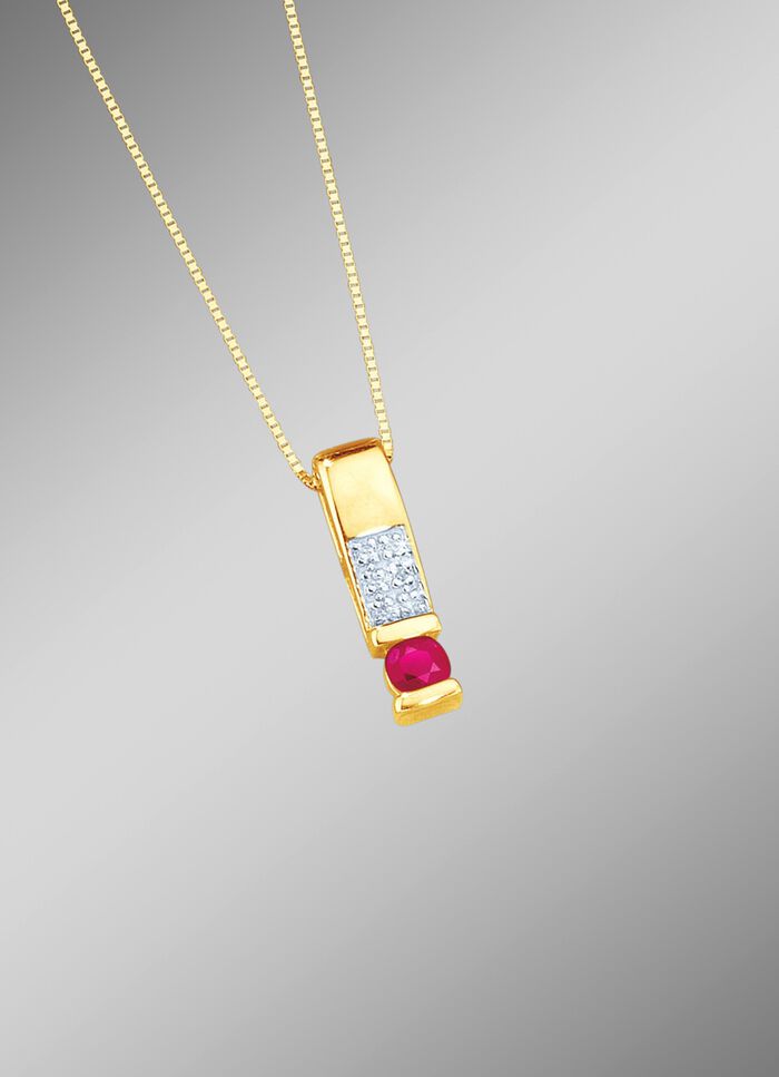 Kettinghanger met echte robijn en diamanten 