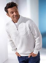 Schipperstrui met korte ritssluiting GRIJS GEM&Ecirc;LEERD