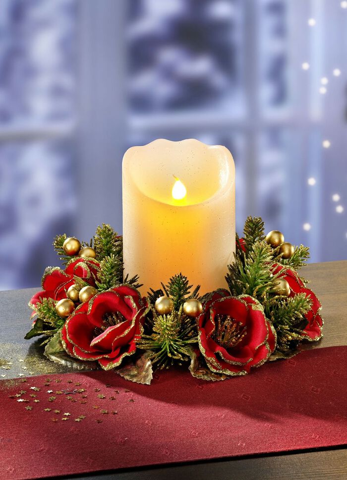 Tafelkrans met LED-kaars 