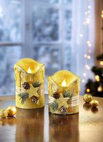 Echte waskaarsen met led, set van 2 GOUD