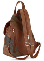 Edele rugzak in patchwork afwerking COGNAC