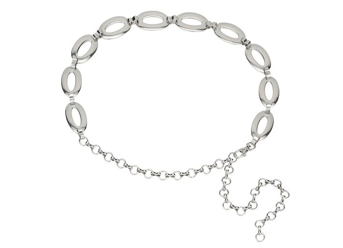 Modieuze dameskettingriem met drukknoop ZILVER