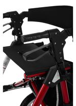 Rollator voor buiten, inclusief tas en houder voor wandelstokken. 