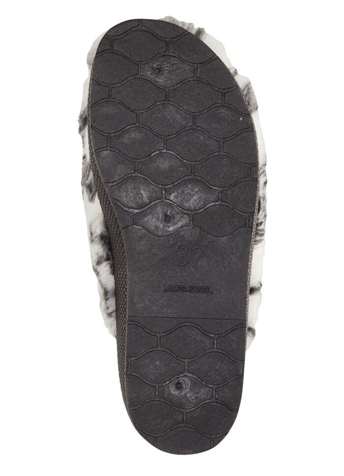 Slippers gemaakt van bedrukt pluche materiaal ECRU-GRIJS