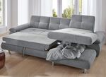 Mooie gestoffeerde hoekbank met slaapfunctie GRIJS
