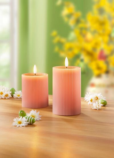 LED-kaars van echte was, set van 2 