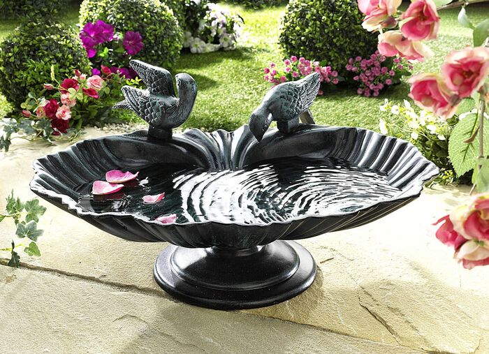 Vogelbad van roestvrij, massief gietaluminium 