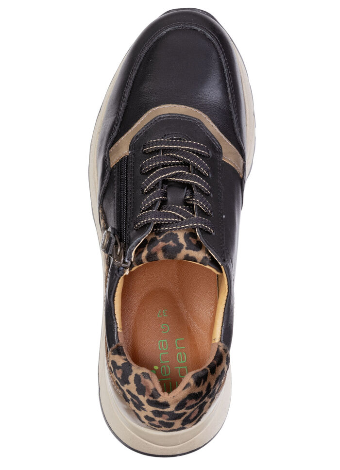 ELENA EDEN, trendy damessneakers, breedte G, met uitneembaar voetbed ZWARTBRUIN