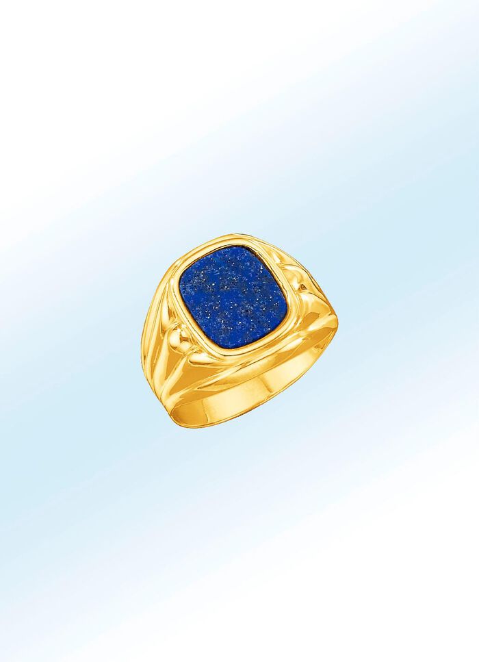 Herenring met echte lapis lazuli 