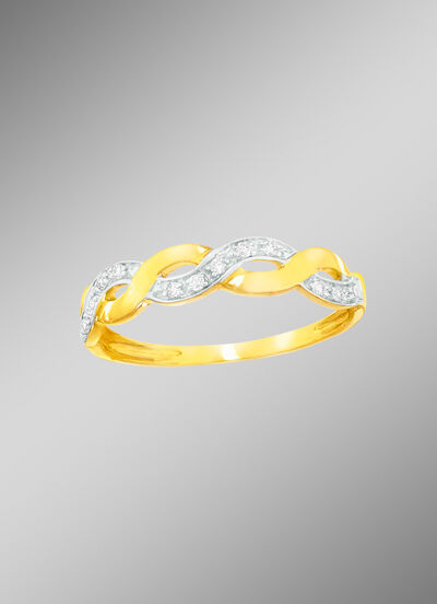 Gebogen damesring met echte diamanten 