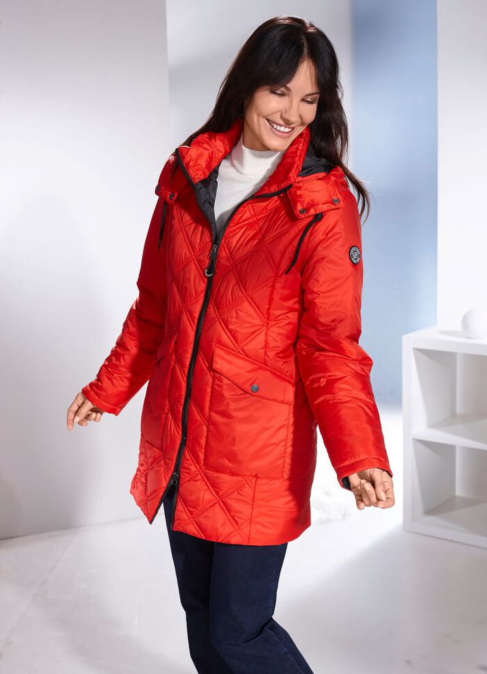 Jas met afneembare capuchon SIGNAALROOD