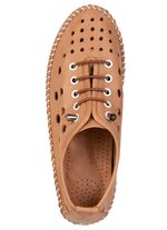 ELENA EDEN, zomerse damespantoffels, breedte G, met uitneembaar voetbed CAMEL