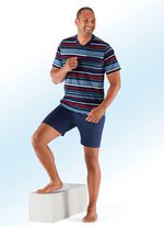 Set van twee shortys met een V-hals en een garengeverfd gestreept dessin 