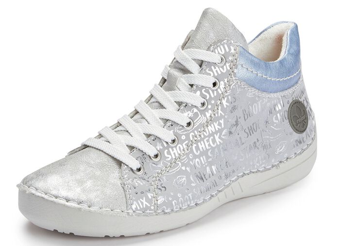 Rieker veterlaarsje van origineel bedrukt synthetisch materiaal 