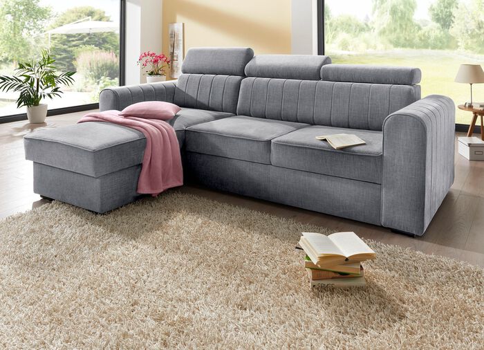 Gestoffeerde hoekeenheid met bedfunctie 