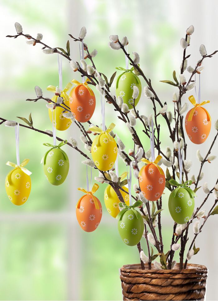 Paaseieren met lentemotief, set van 12 