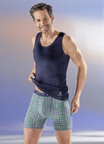 Pack van drie broeken, geruit met elastische tailleband 