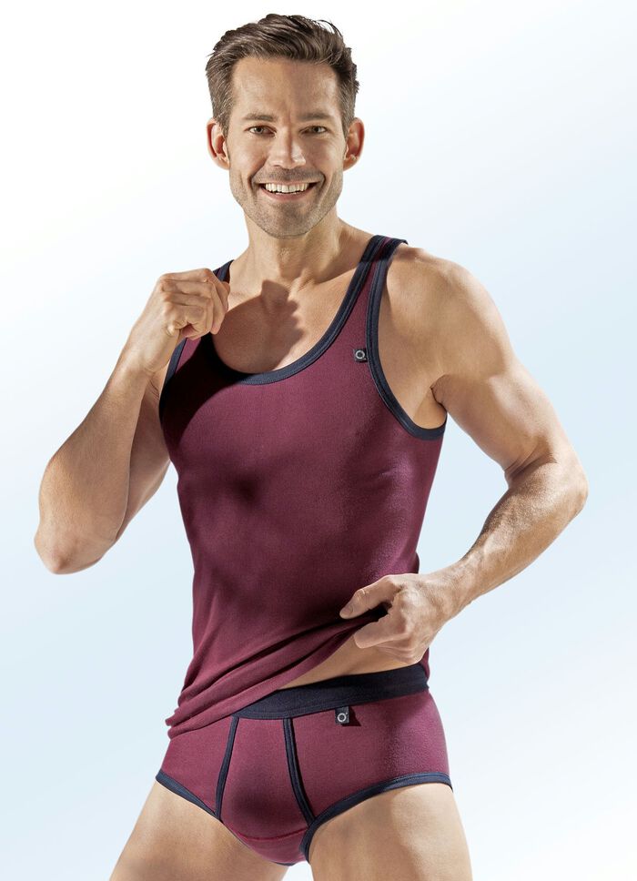 Verpakking met drie onderhemden met contrasterende boorden, van Pfeilring, uni 