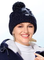 Kabelgebreide muts met pompon MARINE