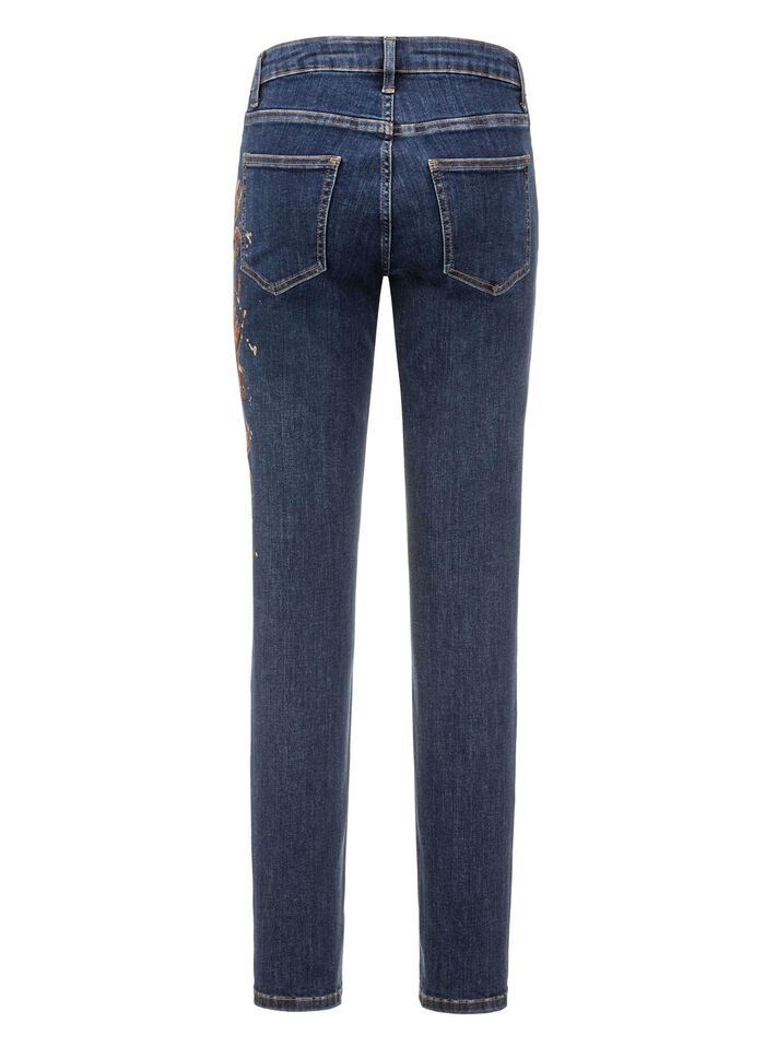 Elegante jeans met handgeschilderde bloemmotieven 