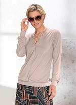 Shirt met V-hals en plooien in 3 kleuren ZAND