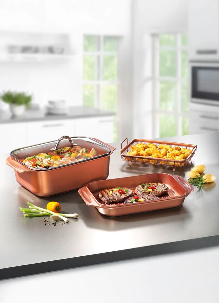 Livington Copperline WonderCooker inclusief glazen deksel en roosterinzet 