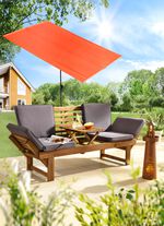 Functioneel bankje van acaciahout inclusief kussens 