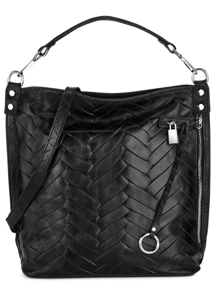 Laurina tas met decoratief slotje op het zijvak ZWART