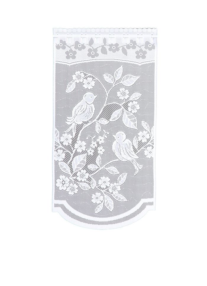 Raam- en deurgordijn 'Vogeltje' in verschillende kleuren WIT