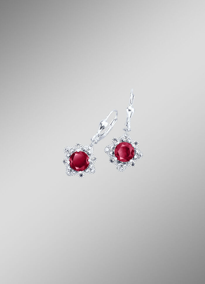 Oorbellen met echte granaat en echte marcasiet