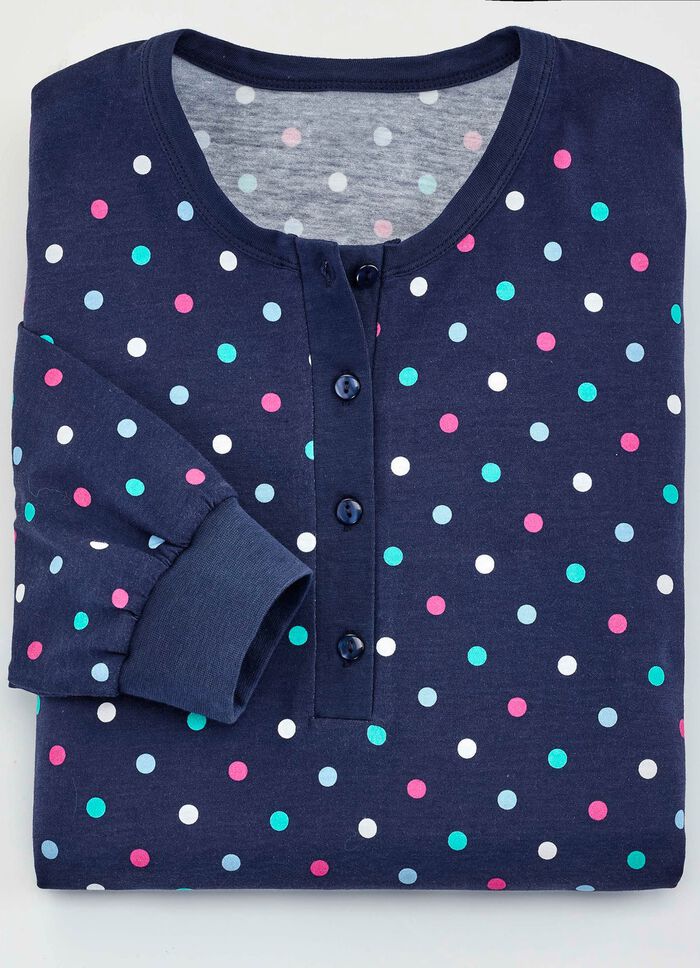 Twee-pack nachthemden, knielang met lange knoopsluiting 