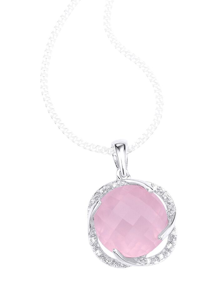 Kettinghanger met rozenkwarts en witte topaas 