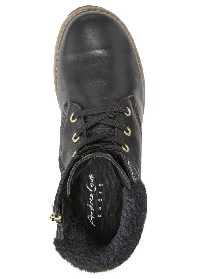 Andrea Conti veterlaarsje met pluizige pluche kraag ZWART