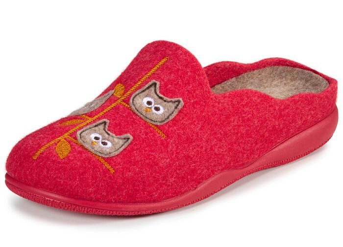 Laurina pantoffels met applicatie en borduursel ROOD