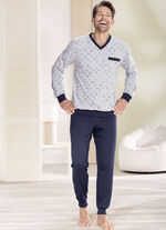 Twee-pack pyjama's met V-hals en omslagranden 