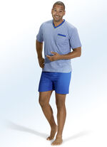 Shortama met V-hals en opgenaaid borstzakje 