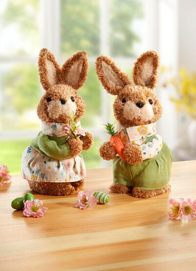 Paar pluchen konijnen, set van 2 