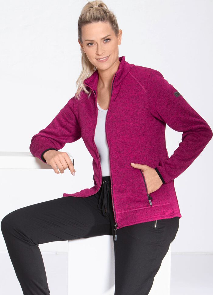 Gebreid fleece kort jack van &ldquo;LPO&rdquo; GEVLEKTE BES