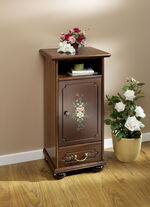 Stijlvolle ladekast met handgeschilderde bloemendecoratie NOTENBOOM