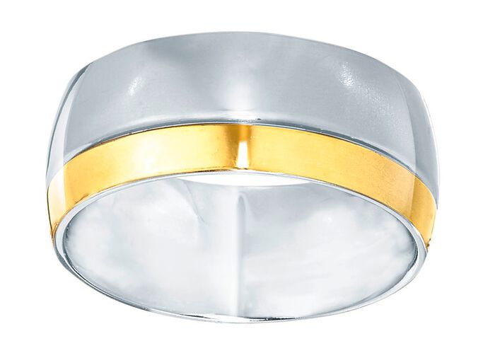 Damesring in hoogglans tweekleurig 