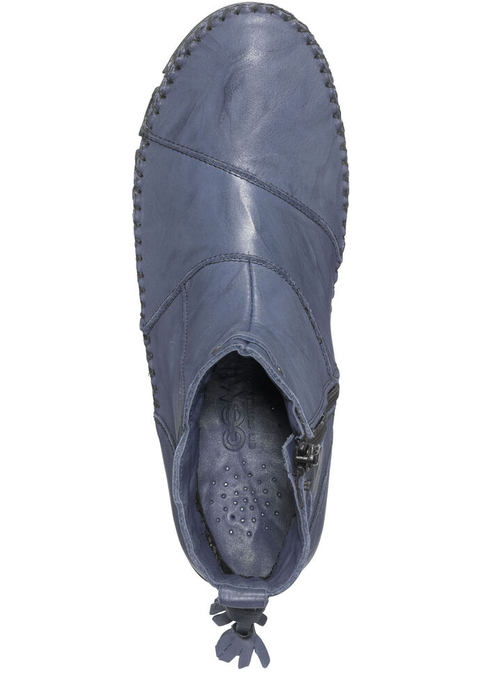 Gemini mocassin enkellaarsjes van rundnappaleer met een gerimpelde structuur BLAUW