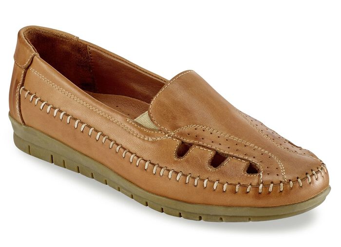 Gemini pantoffels met elastische zijkanten COGNAC