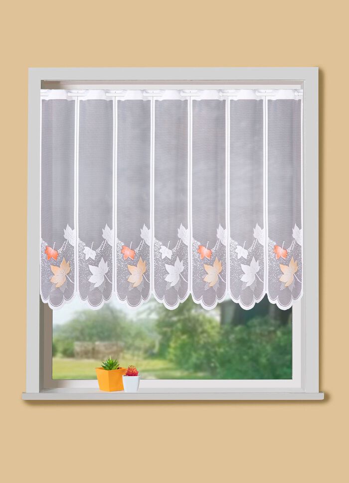 Kort gordijn met herfstbladmotief 