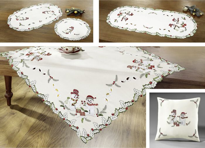 Tafel- en kamerdecoratie met sneeuwpop-motieven 