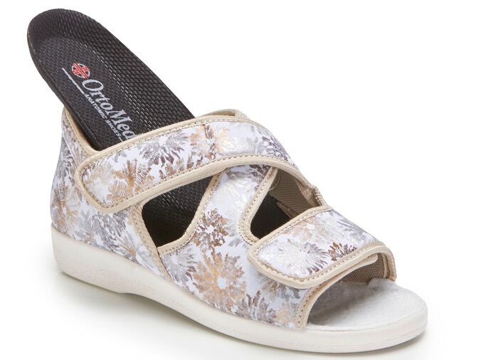 Sandaal met glanzende print ECRU