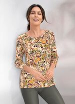 Shirt met 3/4-mouwen BEIGE-BRUIN-GROEN