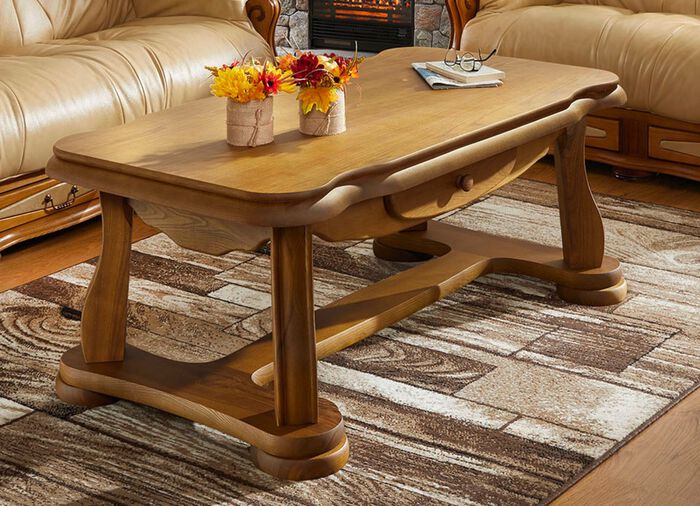 Zware salontafel in rustiek eikenhout 