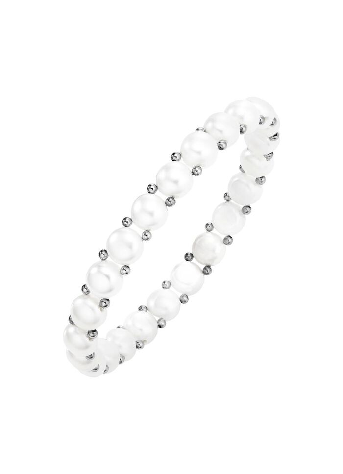 Elastische armband met zoetwaterparels 