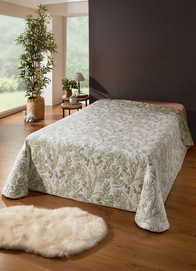 Sprei en kussenslopen in natuurgrasdesign 